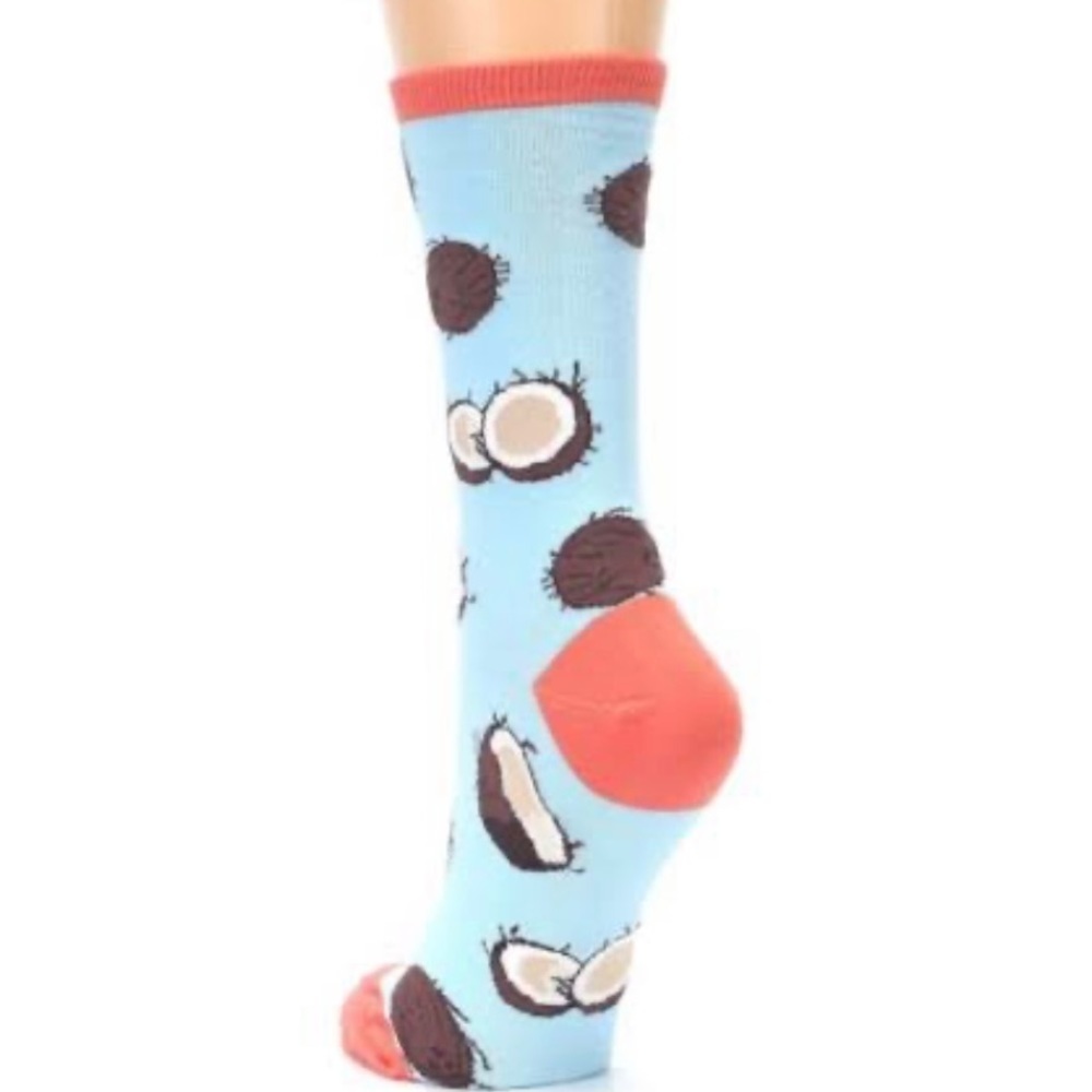 Sock Smith Women's One Size Blue/orange With Coconut Cotton Crew Socks NWT